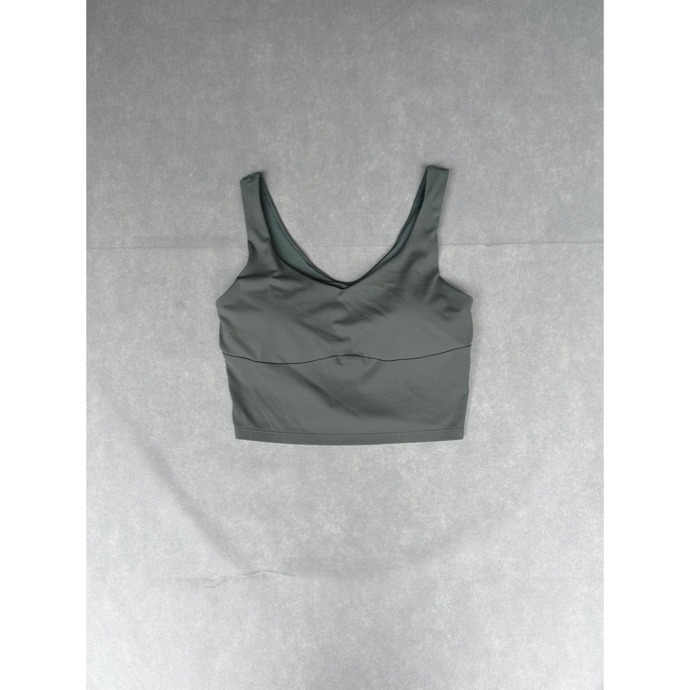 Old Navy Active Studiosmooth Longline Sports Bra Sage Green V-Neck Medium